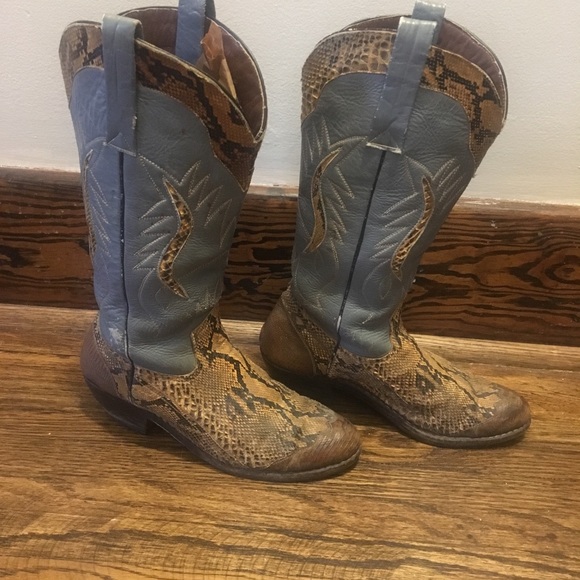 PYTHON Snakeskin mid-calf cowboy boots   9/9.5 - Picture 6 of 8